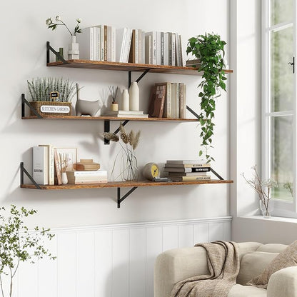 12 Inch Deep Floating Shelves, 48W x 12D Floating Shelves, Deep Wall Shelves