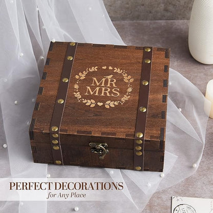 AW BRIDAL Mr and Mrs Wedding Keepsake Box for Couples, Wooden Memory Boxes with Lids, Bridal Shower Gifts for Bride Bachelorette Party, 2025 Engagement Gift for Newlyweds and Marriage Couple