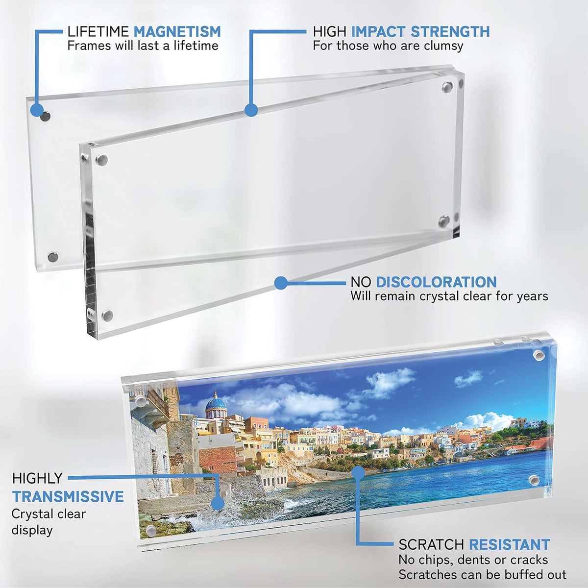 Mammoth DuraClear 4x10 Acrylic Frame - Frameless Panoramic Photo & License Display - Sleek, Modern Design for Elegant Decor