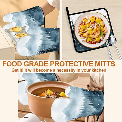 Winter Forest Oven Mitts and Heat Resistant Pads