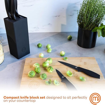 MasterChef Knife Set with Block, 6 Kitchen Knives and a Universal Knife Holder