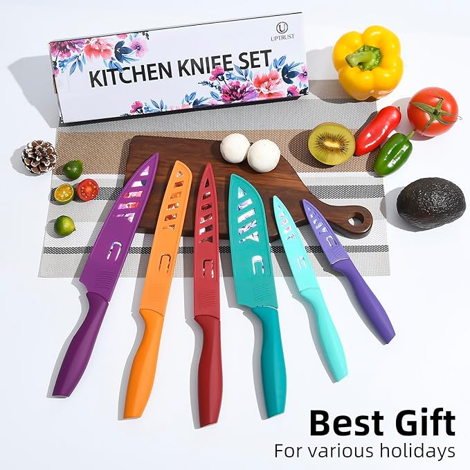 UPTRUST Knife Set, 12-piece Kitchen Knife Set Nonstick Coated, Professional