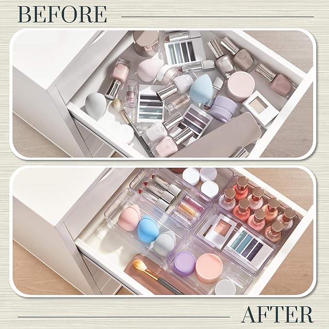 STORi SimpleSort 6-Piece Stackable Clear Drawer Organizer Set | 6" x 3" x 2"