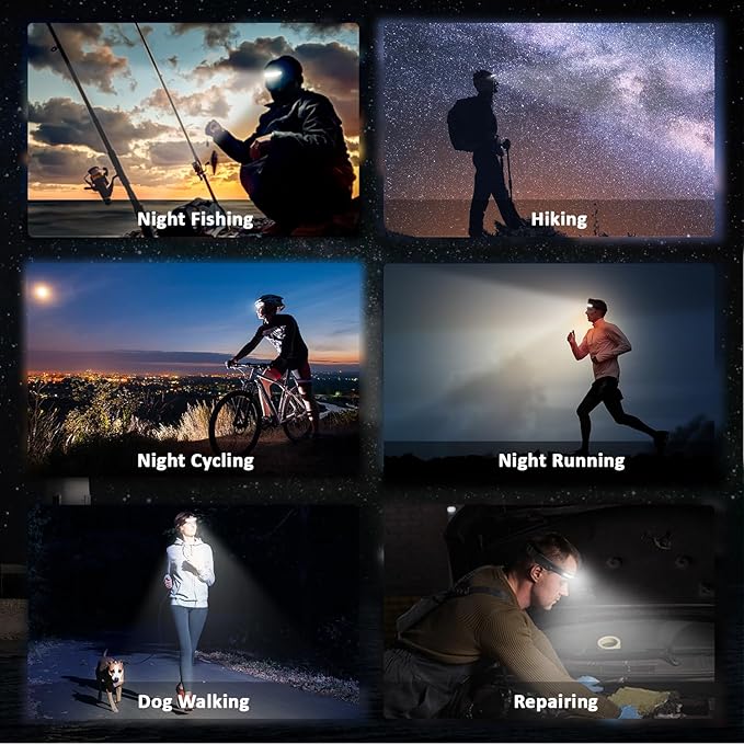 LED Headlamp Rechargeable with Motion Sensor, USB Head Lamp Band with 230°Beam 5 Modes 350 Lumen Headlight Ultra Bright Head light Flashlight for Adults & Kids Outdoor Camping Hiking Running Travel