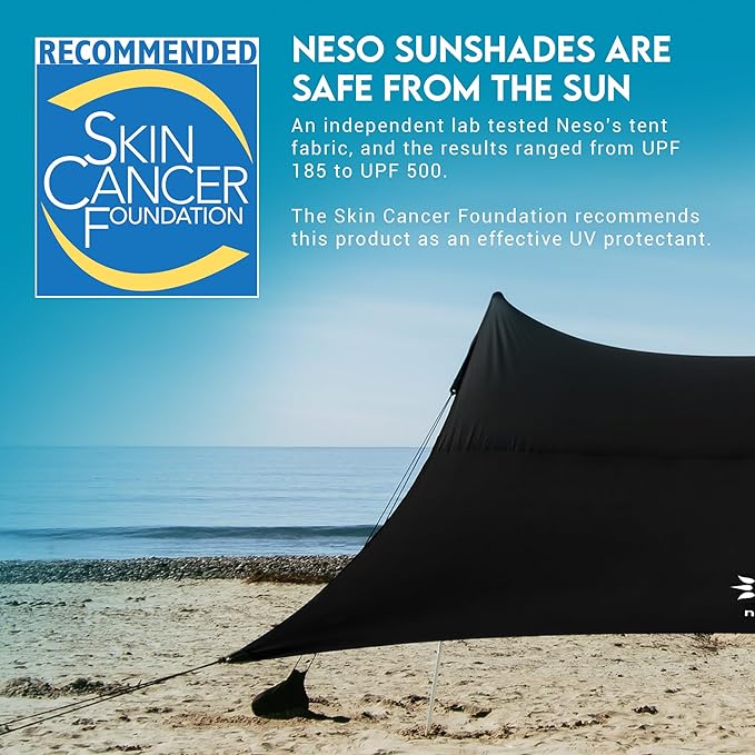 Neso Gigante - Portable Beach Tent - Ideal to Enjoy with Family and Friends - UPF 50+, Water-Resistant, and Lightweight - Black, 11' x 11'