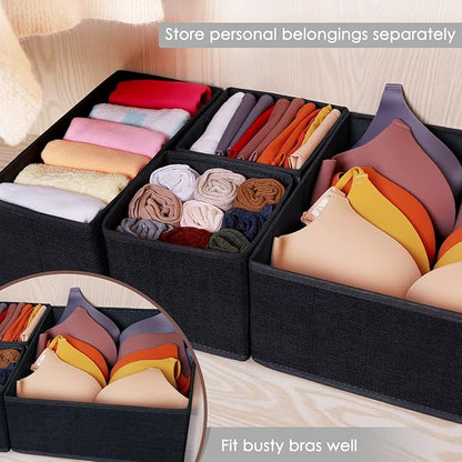 Criusia 6 Pack Clothes Drawer Organizer Dividers, Fabric Foldable Closet