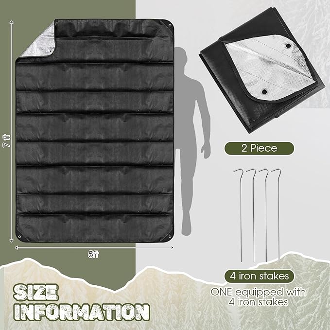 Kingdder 2 Pcs Heavy Duty Emergency Blanket for Survival 60 x 82 Inches Thermal Tarp Insulated Tent Camping Tarp Infrared Blocked Blankets for Rescue Camping Hiking(Black)