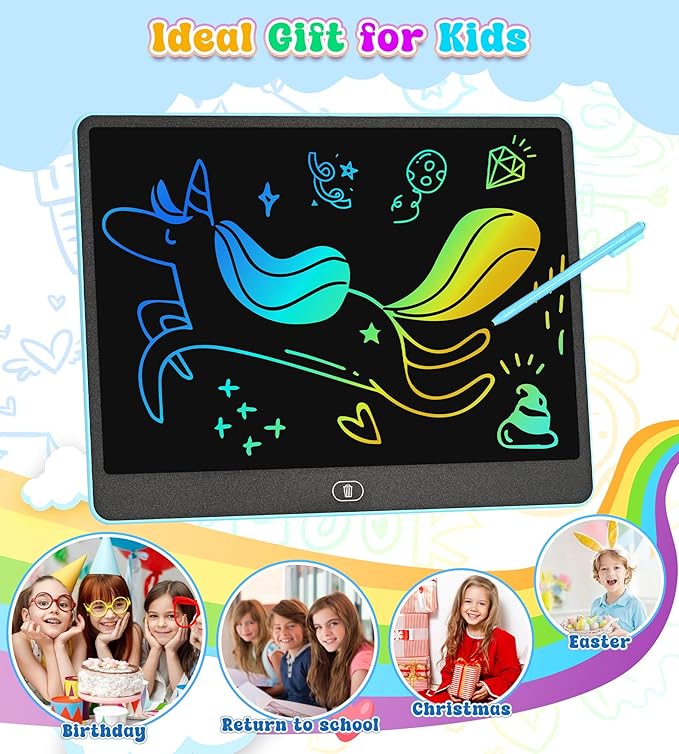 LCD Writing Tablet Doodle Board, 16 inch Colorful Drawing Tablet Writing Pad for Kids, Electronic Erasable Learning Educational Girls Gifts Toys for 3 4 5 6 7 Year Old Girls Boys