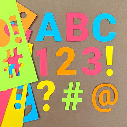 209 Pcs 3" Bright Bulletin Board Letters & Numbers, Capital, Numbers, Punctuation, US Made Card Stock Punch Out Letters for Poster, Bulletin Board, Classroom - Precut