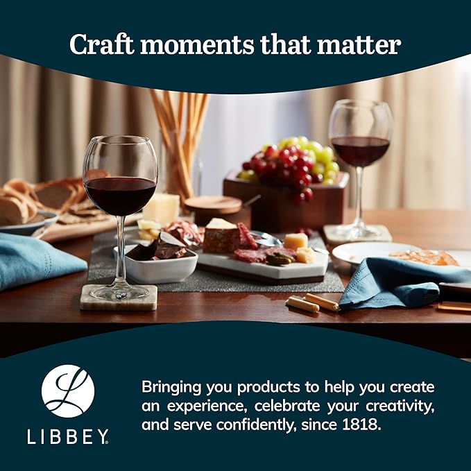Libbey Vina Red Balloon Wine Glasses, 18.25 Oz Elegant Large Red Wine Glasses Set of 6, Long Stem Glass Wine Glasses for Weddings, Birthdays, and More