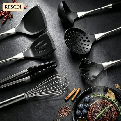 Premium Black Silicone Cooking Utensils Set