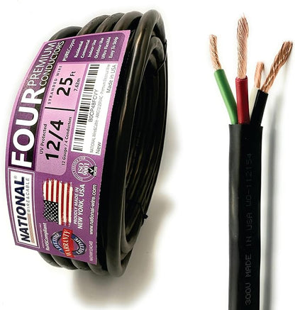 NATIONAL Wire & Cable – 12 AWG 4-Conductor Premium Copper Wire, 25 ft, Stranded