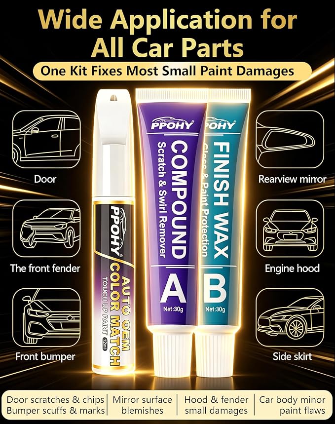 Agate Black Metallic(UM) Touch Up Paint for Ford with A/B Wax OEM Exact Match,Scratch Repair Kit,2-In-1 Tip/Brush,Quick Dry Anti-Rust Waterproof Paint F-150,Mustang,Explorer,Bronco