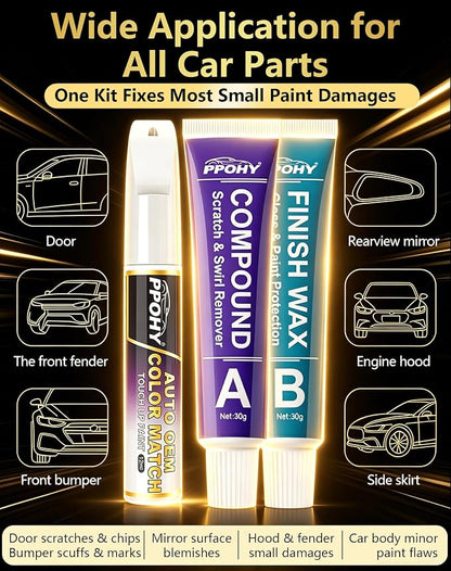 Agate Black Metallic(UM) Touch Up Paint for Ford with A/B Wax OEM Exact Match,Scratch Repair Kit,2-In-1 Tip/Brush,Quick Dry Anti-Rust Waterproof Paint F-150,Mustang,Explorer,Bronco