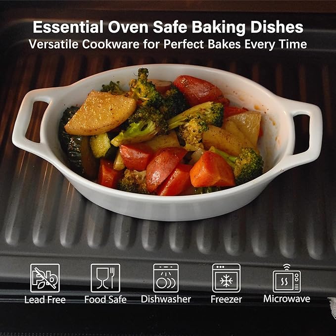 ONEMORE Oval Au Gratin Baking Dish, 20 oz Small Casserole Dishes