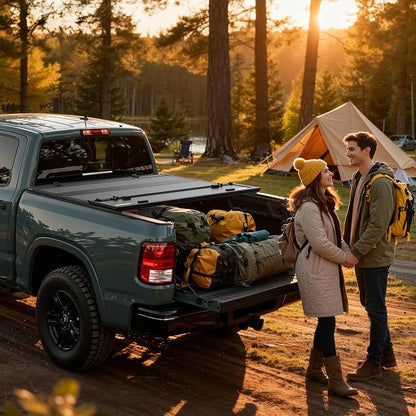 AUTOSAVER88 Low-Profile Hard Quad Fold Truck Bed Tonneau Cover Fit for Toyota Tacoma 2016-2023 (Excl. Trail Edition), 5ft Bed with Deck Rail System