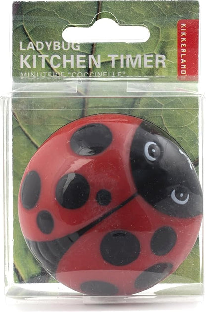 Kikkerland Ladybug Kitchen Timer, 5.7 x 5.7 x 4.4 cm