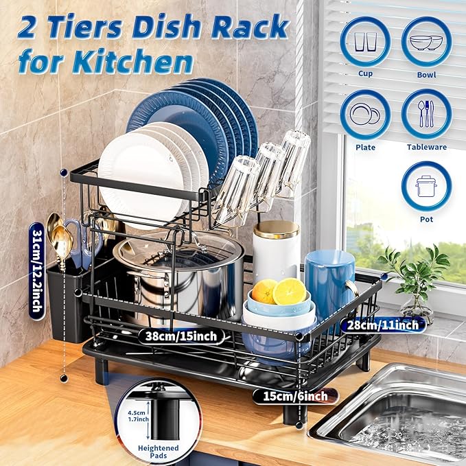 GAOKASE Dish Drying Rack, Stainless Steel-Dish Rack, Dish Racks