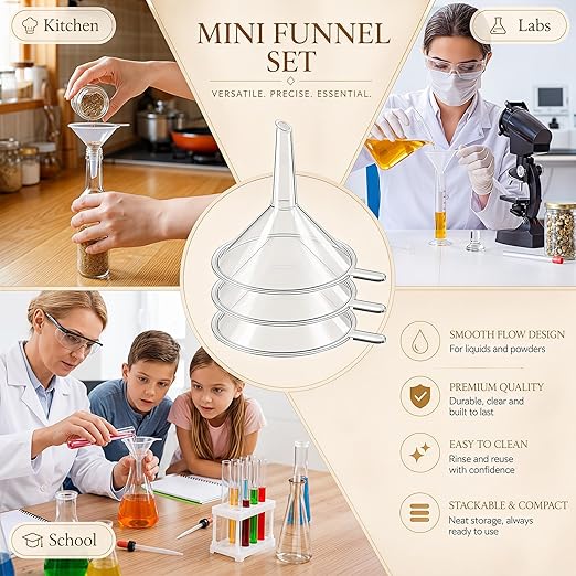 Hoolerry 50 Pcs Small Funnel for Filling Small Bottles Clear Plastic Mini