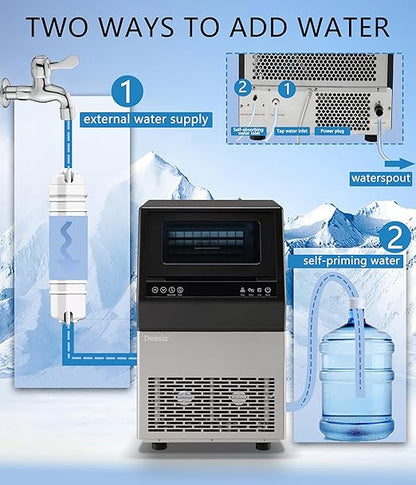 Commercial Ice Maker Machine, 100lbs/24H Stainless Steel 45pcs Under Counter
