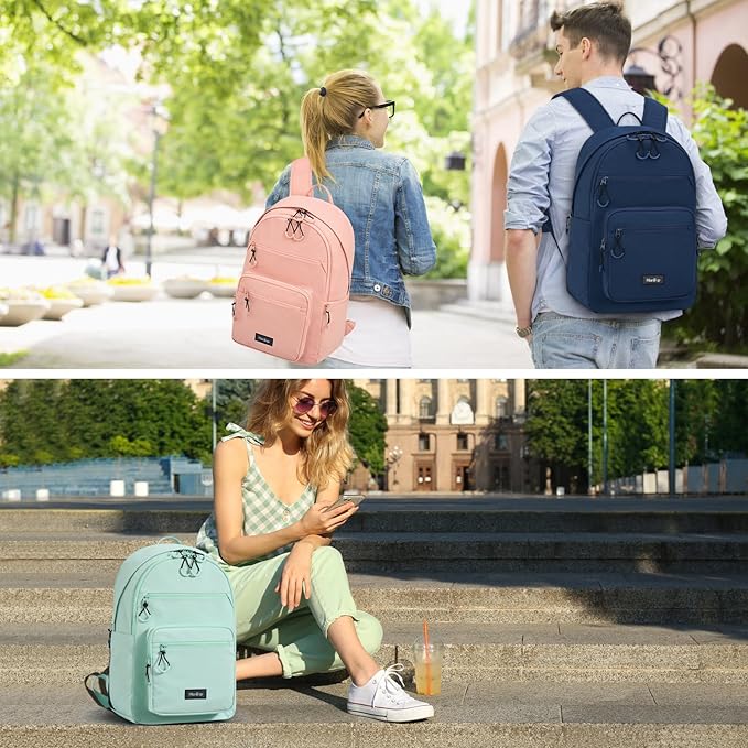 Carry On Travel Backpack For Women, 18 Inch Water Resistant Large Backpack Lightweight Bookbag For Men, 8x14x18 Personal Item Bag Casual Daypack Backpacks For Work Office Commuter (Black)