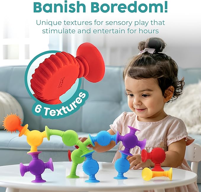 BUNMO Bath Toys Suction - Connect, Build, Create - Bath Toys - Hours of Fun & Creativity - Fine Motor Skills - Stimulating Sensory Toys - Non-Mouthable Toy 3+ - Textured 44 Pack