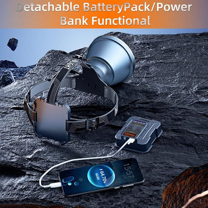 Super Bright LED Rechargeable Headlamp, 6 Adjustable Light Modes Waterproof Headlight, Constant Current Function, Lightweight, Perfect for Camping, Running, Hiking, Fishing, Outdoor Adventures
