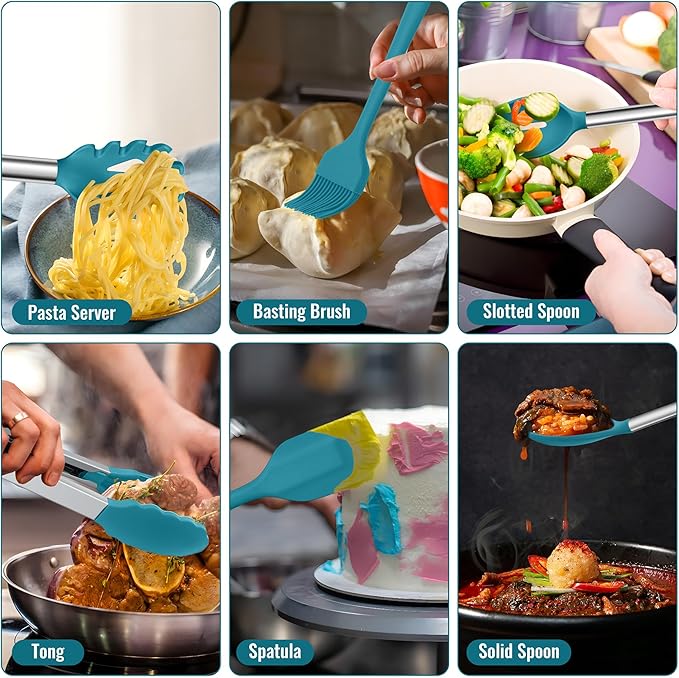 E-far 14 Pieces Silicone Cooking Utensils Set, Kitchen Utensils Set