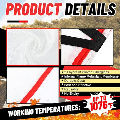 15 Pack Bulk Emergency Fire Blankets for Home and Kitchen with Fireproof Gloves & Hooks Safety Flame Suppression Fire Extinguisher for Camping House Warehouse Car 39.4"x39.4", Housewarming Gifts