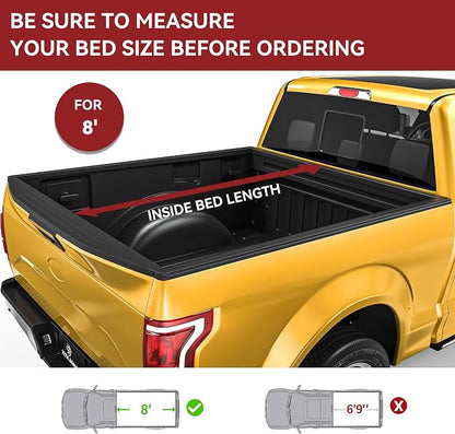 YITAMOTOR Soft Roll Up Truck Bed Tonneau Cover Fit for 2017-2026 Ford F-250 F-350 F-450 F250 F350 F450 Super Duty 8 ft Bed