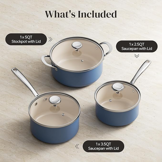 Redchef Non-stick Stock Pots Set 5QT, Sauce Pan