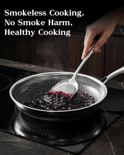 Frying Pan Nonstick With Lid, 8 Inch Non Stick Induction Cookware, Stainless