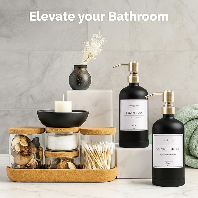 Vine Creations Black Glass Soap Dispenser, 2 Pack Kitchen Soap Dispenser Set