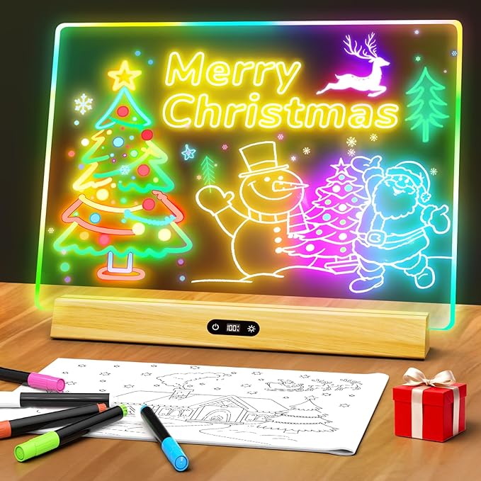 LED Note Board with Colors, Rechargeable 17-Inch Doodle Glow 9-Mode Light Up