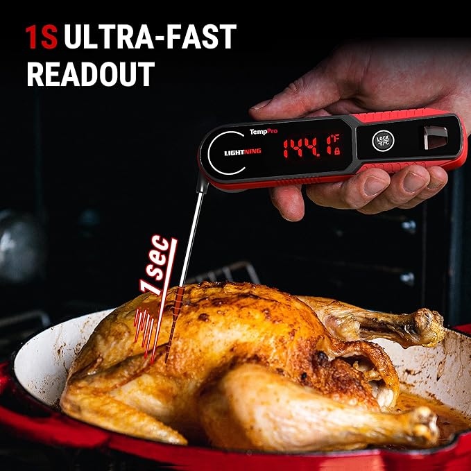 TempPro Lightning 1-Sec Instant Read Meat Thermometer, Kitchen Food Thermometer