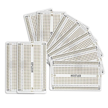 10 Pcs Solderable Breadboard PCB Board Gold-Plated Solder Breadboard for DIY Electronics Projects Apply to Soldering Projects 3.5"x2.05" (White)