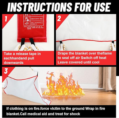 15 Pack Bulk Emergency Fire Blankets for Home and Kitchen with Fireproof Gloves & Hooks Safety Flame Suppression Fire Extinguisher for Camping House Warehouse Car 39.4"x39.4", Housewarming Gifts
