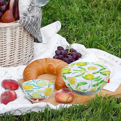 5 Pieces Bowl Covers Reusable, 5 Size Elastic Cloth Bowl Covers