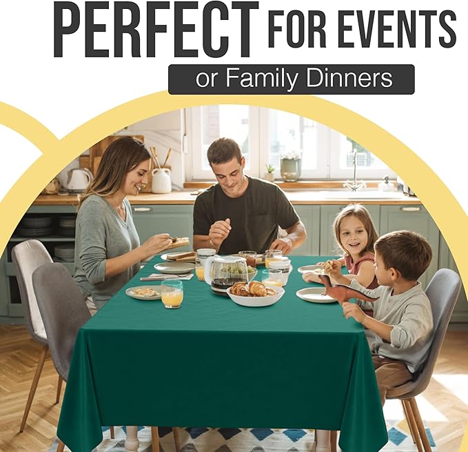 Exquisite 66% Thicker Premium Plastic Table Cloth Rectangle Table Cover 0.5 Mil 6 Pack Dark Green Table Cloth 54 Inch x 108 Inch Disposable Tablecloth Won't Tear Easily Like Cheap Thin Brands