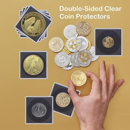 20 Pcs Clear Coin Collection Holders with Sponges 43mm Coin Capsules Morgan Silver Dollar Coin Snap Holder Protectors for Collectors (8 Adjustable Diameters: 19/21.5/24.5/27/31/33/38/40mm) (20)