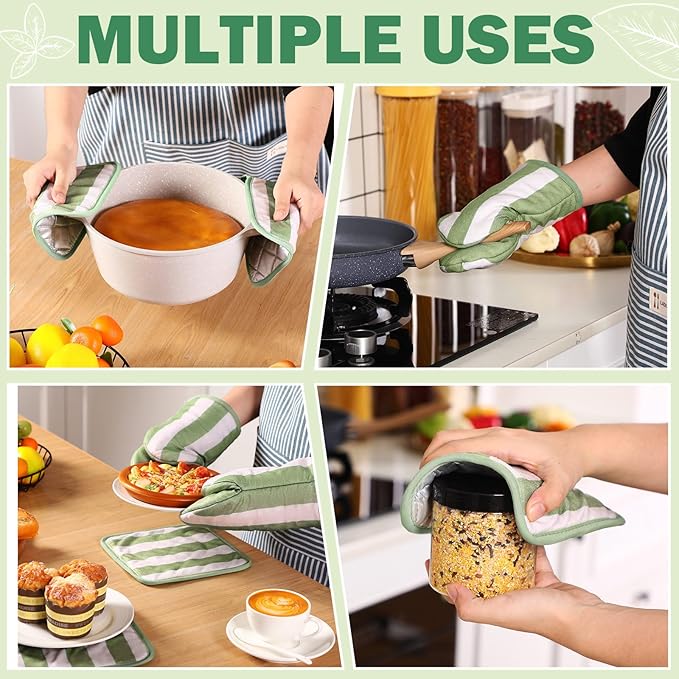 Reallnaive Oven Mitts and Pot Holders 4 Pcs Set