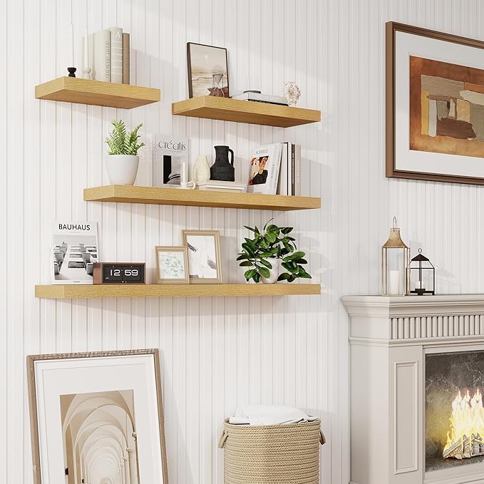 32in Floating Shelves for Wall, 2 Pack Long Wall Mounted Engineered Wood Shelves