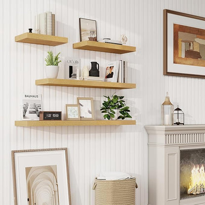 32in Floating Shelves for Wall, 2 Pack Long Wall Mounted Engineered Wood Shelves