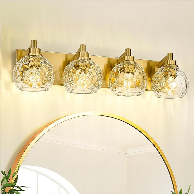 METWET Bathroom Light Fixtures Over Mirror, 4-Light Modern Sconces Wall Lighting