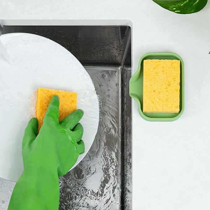 Zulay Kitchen Small Silicone Sponge Holder – Space-Saving Sink Organizer Tray