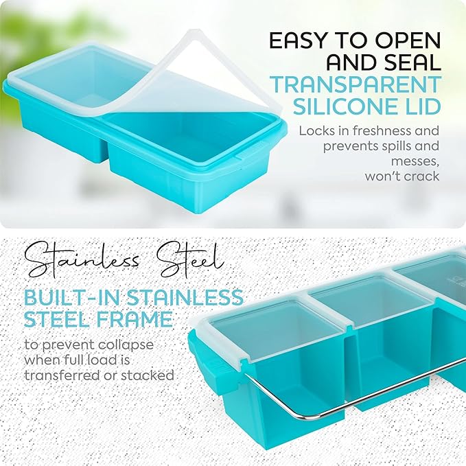 Silicone Freezer Tray With Lid-Soup Freezer Container molds-Large Ice Cube Tray