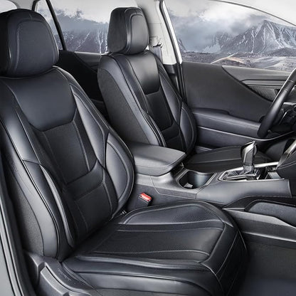 Coverland Custom SUV Car Seat Covers Front Seats for [2024-2026 Lincoln Nautilus] - Protector Car Seat Cover Water Resistant Leather Memory Form Back Support Seat Cushion [Front-Black]