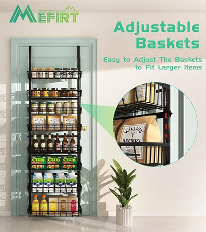 Mefirt Over The Door Pantry Organizer, Wall Mount Spice Rack, Pantry Hanging