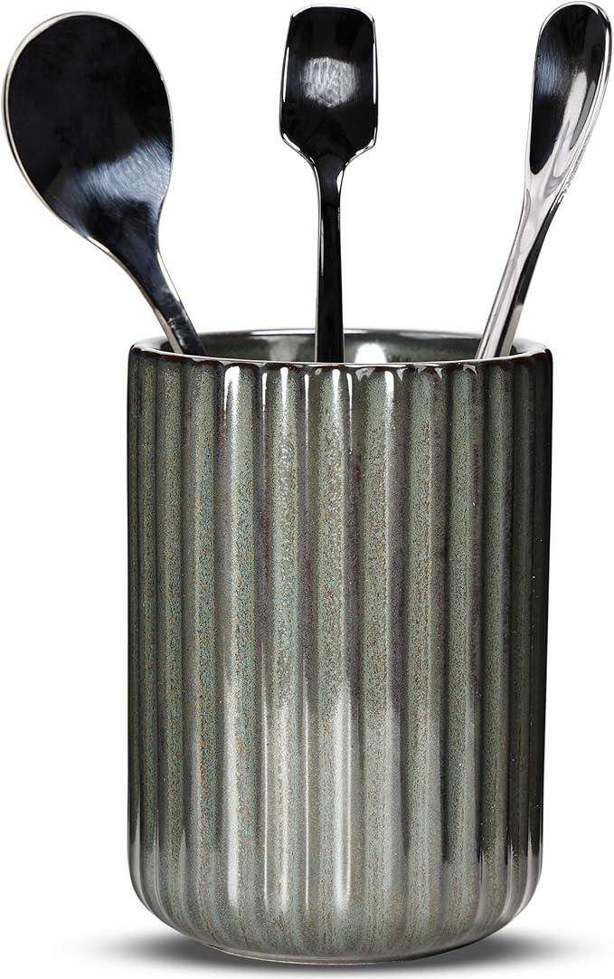 Ceramic Spoon Holder for Coffee Bar, Upright Tea Spoon Holder Cup, Coffee