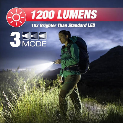 ULTRAFIRE Police Flashlight with Holster, 1200 High Lumen Law Enforcement Flashlight with Holster for Duty Belt, Tactical Flashlight with Belt Holder, Rechargeable Small LED Flash Light UF3